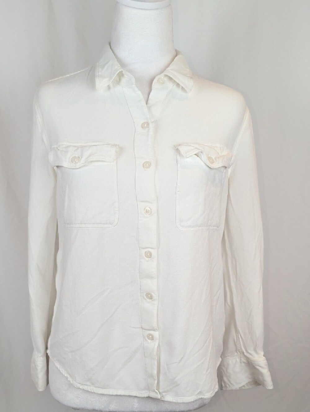 Aritzia (Talula) White Rayon Button Down Utility Shirt Blouse Small